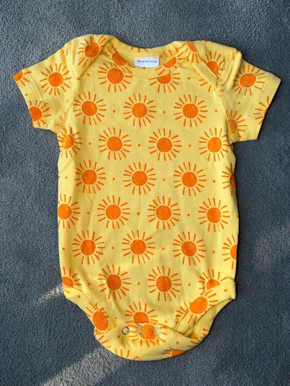 Hanna Andersson Yellow Baby Onesie & Bottoms with Orange Sun Print